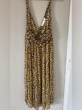 Diane Von Furstenberg Sleeveless Yellow Patterned V-Neck Women’s Maternity Dress
